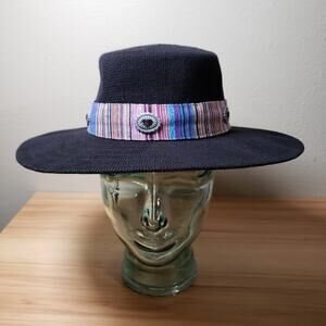Anthropologie Wyeth Western Trimmed Boater Hat Black Artsy Boho‎ Hippie Festival 91985390_001_b14 main image 3